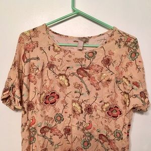 Forever 21 Floral Bird Print Tee